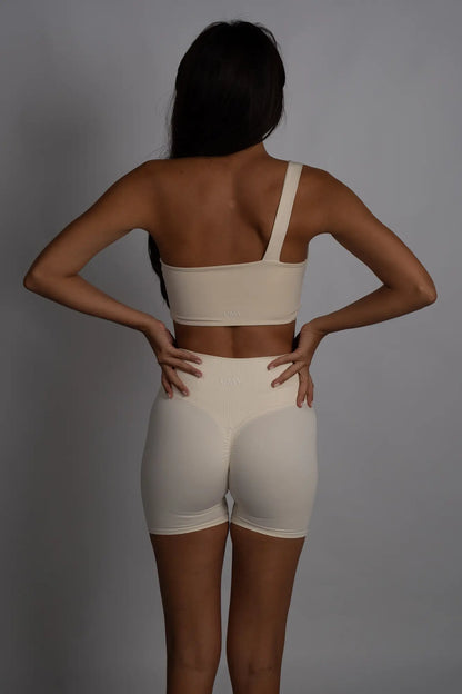 Krem Rengi Kadın Kısa Spor Tayt
